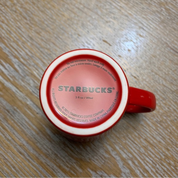 Starbucks Red 3 oz Espresso Ceramic Mini Coffee Mug Cup Holidays 2015 - Picture 4 of 5